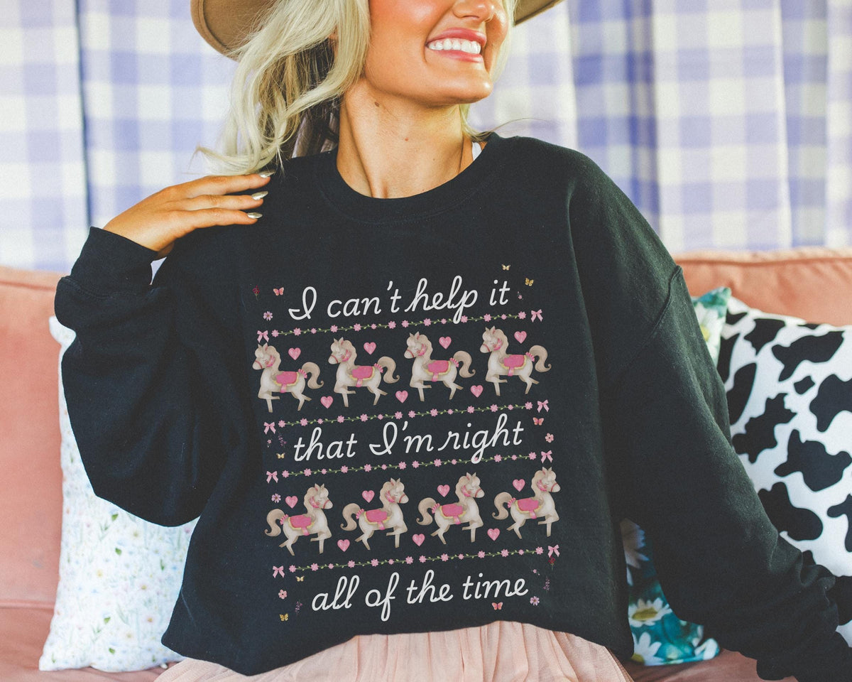 Funny Saying Sweatshirt Cute Pink Circus Ponies Silly 90s Aesthetic Crewneck with Flowers Gift for Girlfriend Eclectic Grandma Y2K Vibe Sweatshirt – Feel-Good Design · Top Pick For Any Outfit