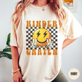 Kindergarten Teacher Shirt Teach Retro Teacher Checkered Teach Kinder Crew Kinder Garten Teacher Back to School 2024 Graphic Tee – Feel-Good Design · Top Pick For Any Outfit
