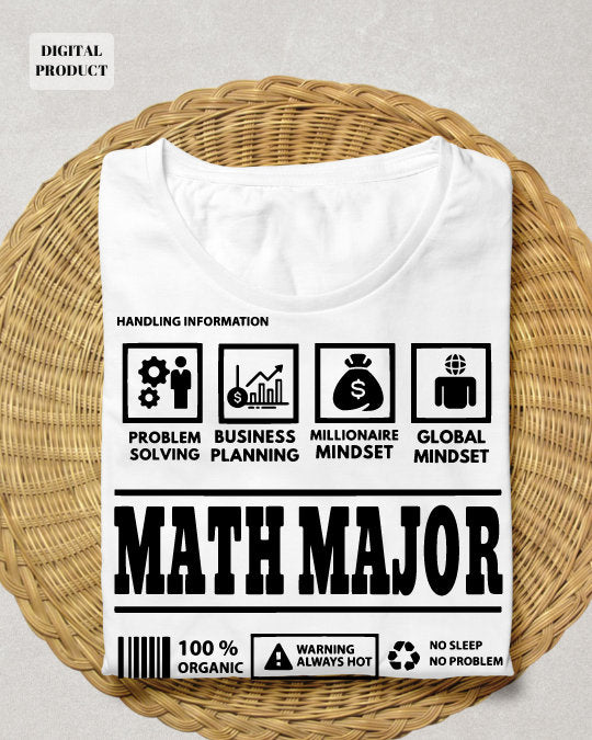 Math major svg math svg math major definition college courses nutrition facts profession quote shirt svg png PNG SVG Cricut Graphic Tee – Aesthetic Look · High-Quality Print