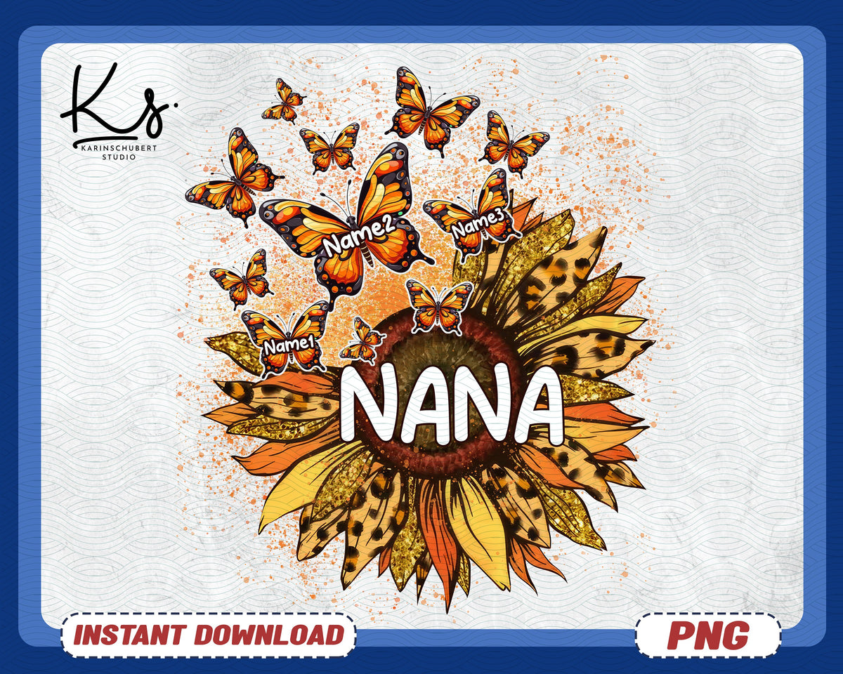 Grandma Mom Sunflower Butterflies Fall Season Png Sunflower And Butterflies Png Autumn Png Fall Butterfly Png Summer Sunflower Png Graphic Tee – Bold Style · Top Pick For Any Outfit