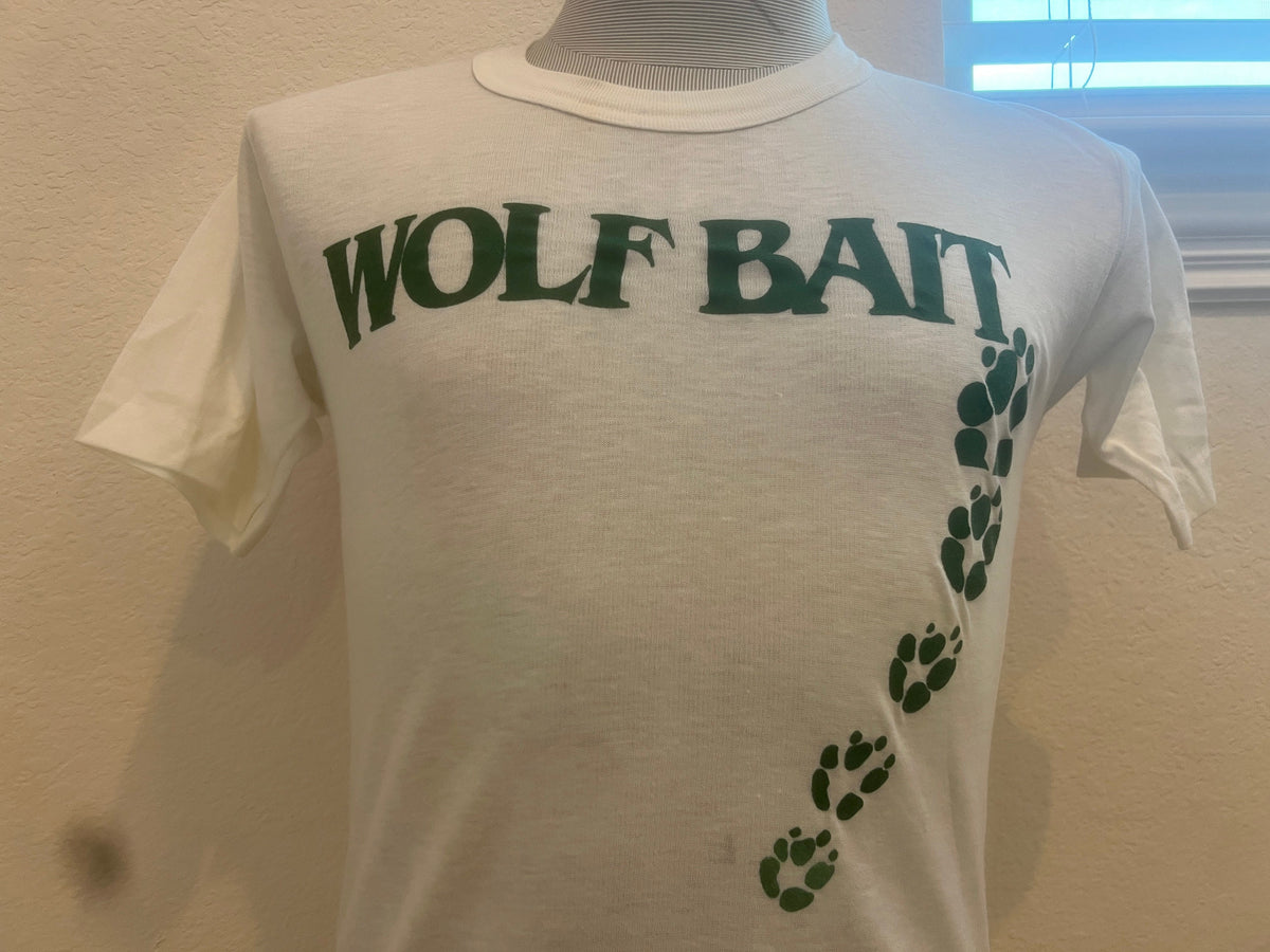Vintage 8039s Wolf Bait Wolfschmidt Vodka White T Shirt Size S Graphic Tee – Bold Style · High-Quality Print