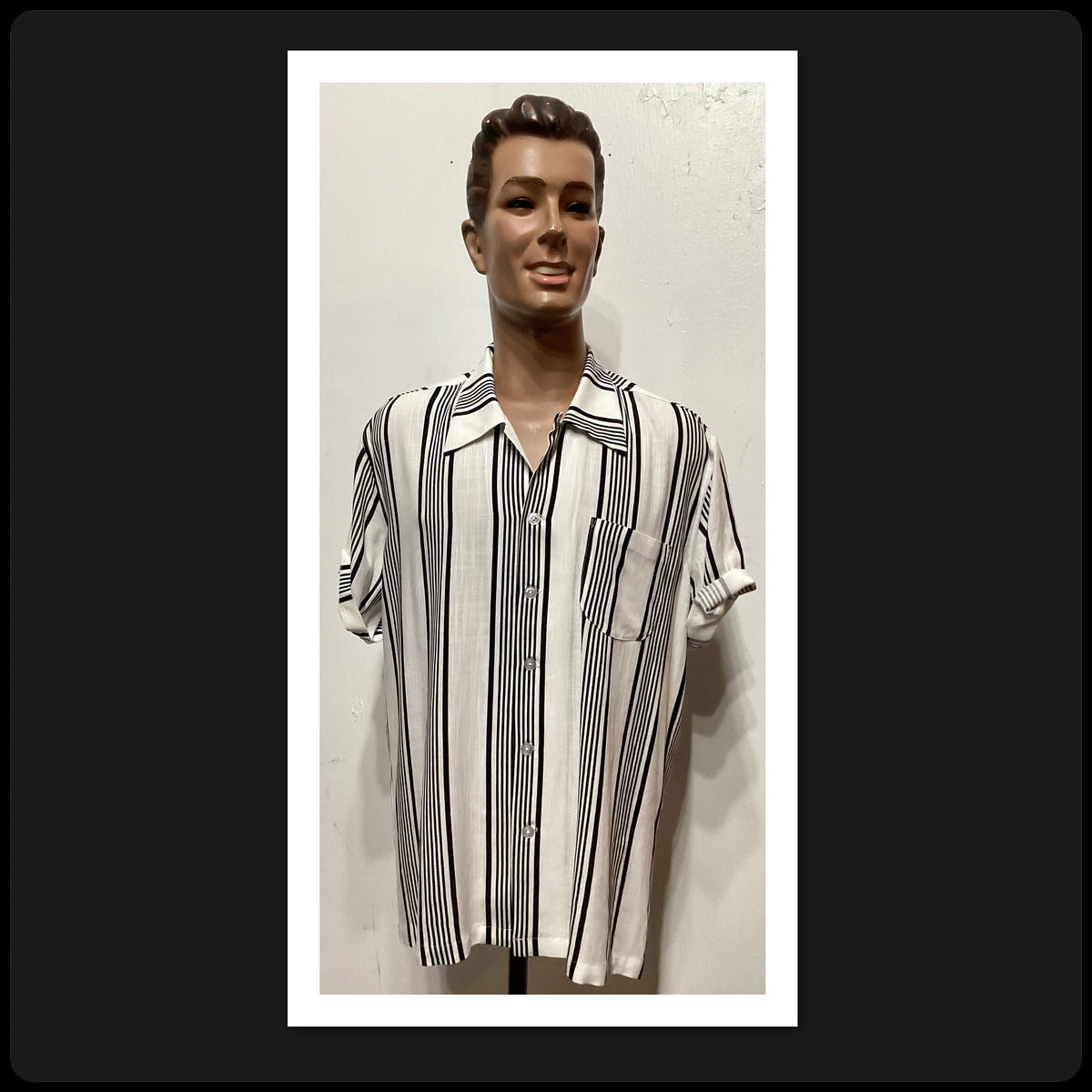 HR018 195039s vintage reproduction rayon two tone stripe shirt by Hollywood Rogue Graphic Tee – Feel-Good Design · High-Quality Print