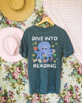 Silly Reading Teacher Shirt for First Grade Teacher Dive into Reading Cute Animal Lover Tee for School Librarian Octopus Reading Books Graphic Tee – Easygoing Wear · Top Pick For Any Outfit