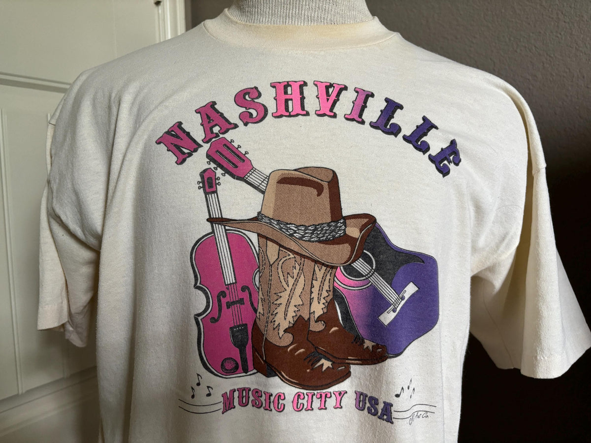 Vintage 9039s Nashville Music City USA Guitar Cowboy T shirt XL Graphic Tee – Bold Style · Top Pick For Any Outfit