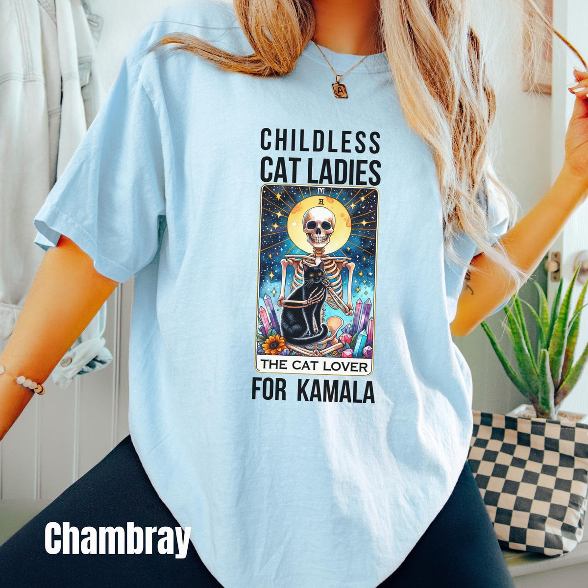 Childless Cat Lady Tarot Card Shirt Feminist Shirt 2024 Election Shirt Political Gift Politics Tee Kamala Harris 2024 Graphic Tee – Feel-Good Design · Perfect For Daily Wear