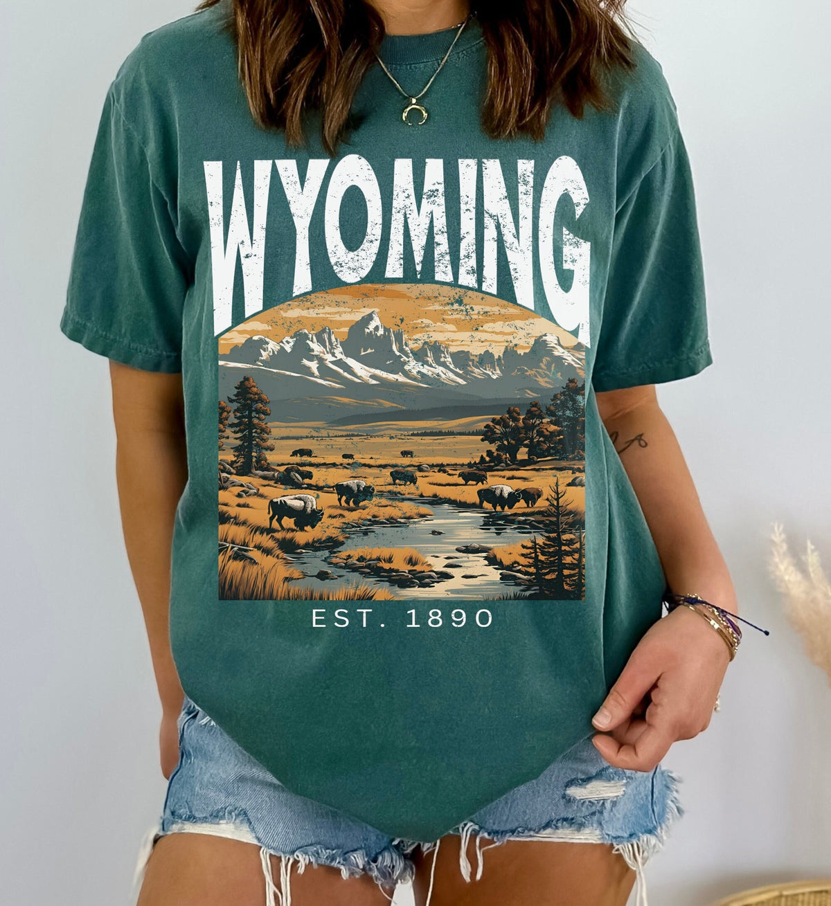 Wyoming Buffalo Graphic Tshirt Bison Gift Tee Graphic Tee – Premium Graphic · High-Quality Print