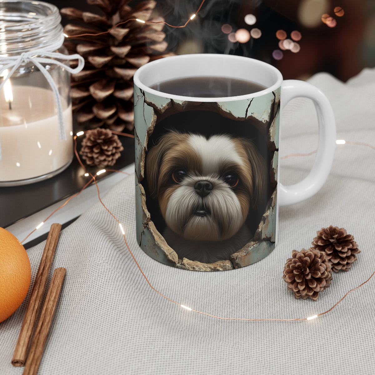 Coffee Mug Cute Dog Puppy Breaking Through Wall Design Unique Dog Lover Gift Adorable Pet Portrait Mug Novelty Mug Pet Themed Gift Graphic Tee – Aesthetic Look · Must-Have Style