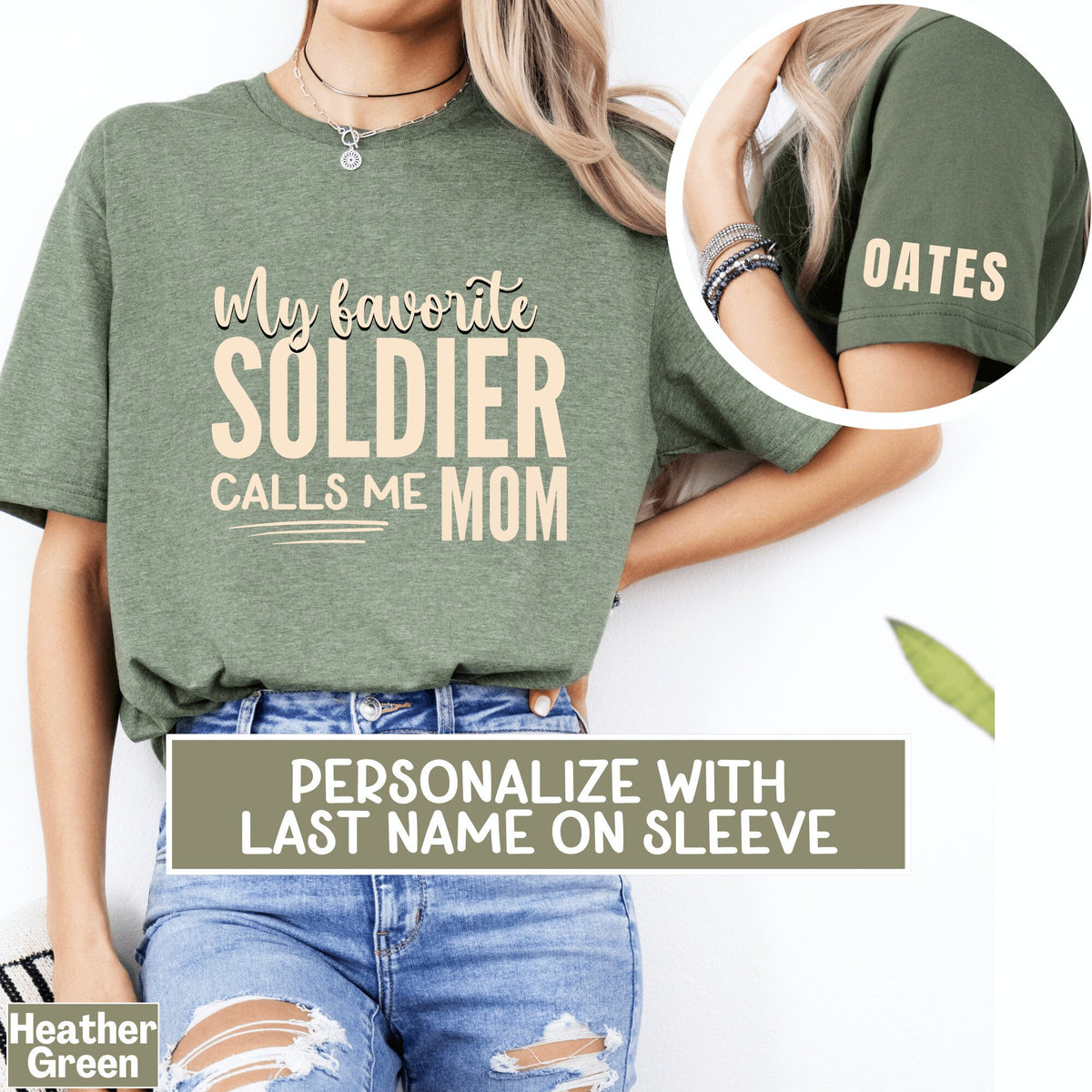 My Favorite Soldier Calls Me Mom T Shirt Personalized Army Mom Shirt for Military Mothers Graphic Tee – Aesthetic Look · Perfect For Daily Wear