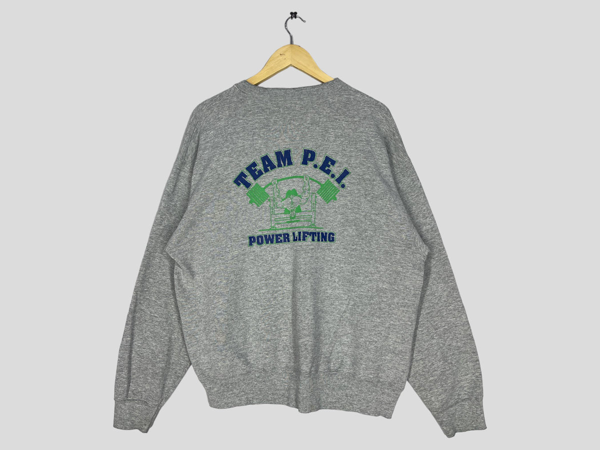 Vintage 90s American Power Lifting Team Sweatshirt American Power lifting Gym Squard Crewneck Team PEI Pullover Jumper Size XL Sweatshirt – Premium Graphic · Must-Have Style