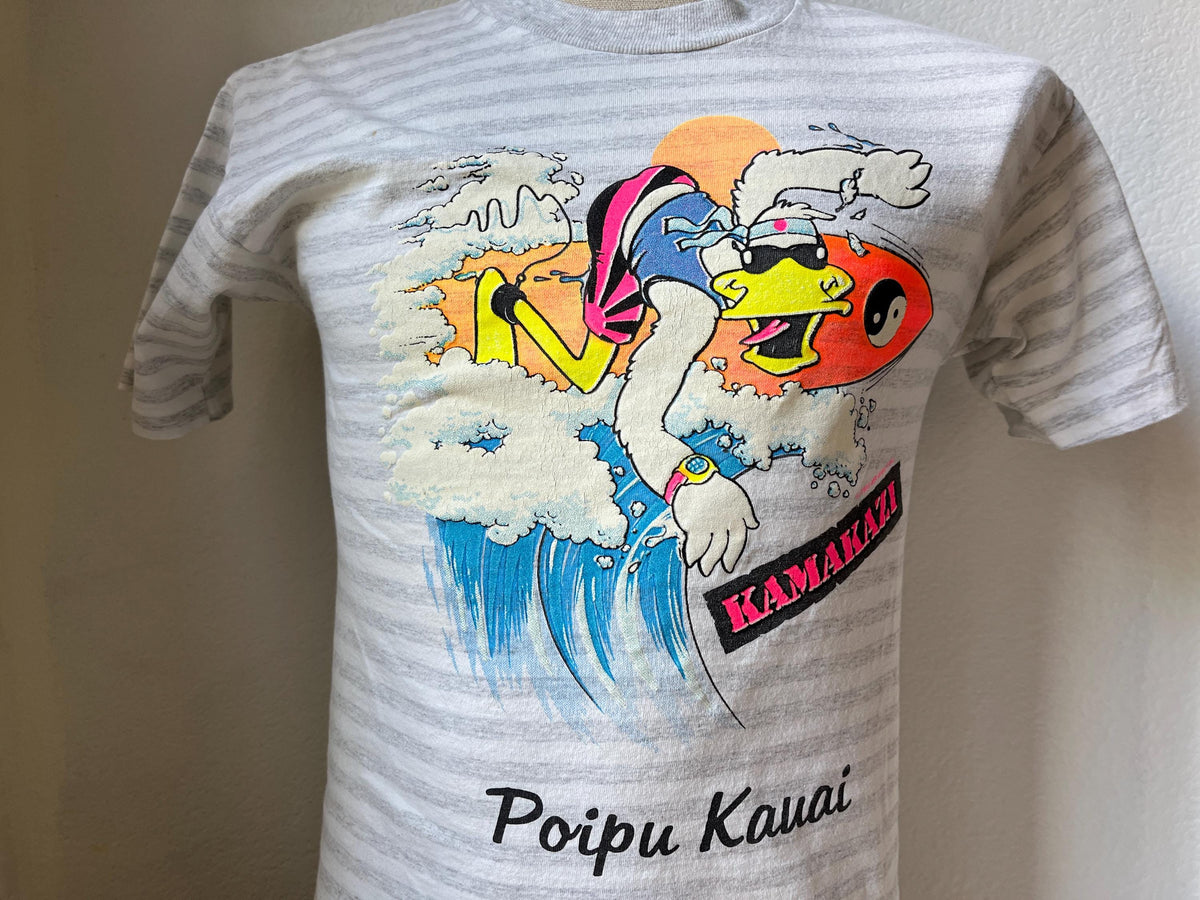 Vintage 8039s Paipu Kauai Kamakazi Hawaii Surfing Duck TShirt Size M Graphic Tee – Feel-Good Design · Must-Have Style