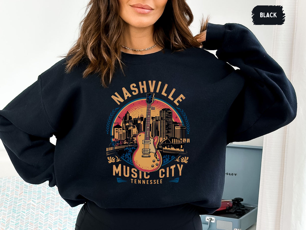 Vintage Nashville Tennessee Sweatshirt Country Music Sweater Western Nashville shirt Music City Sweat Nashville Vacation shirt Vintage 90s Sweatshirt – Soft Feel · Great Gift For Fans