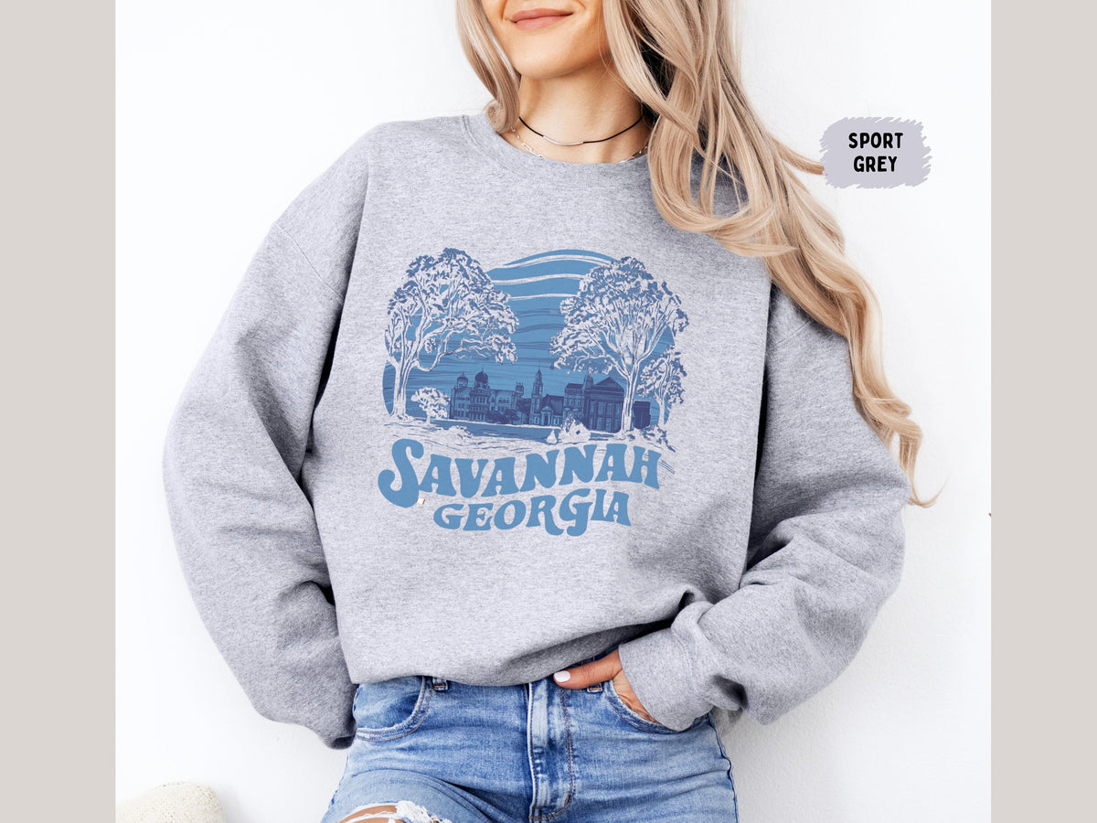 Savannah Georgia Sweatshirt Savannah Bachelorette Sweater Hometown Travel Sweatshirt Georgia State Sweat Vacation Sweater Peach State Sweatshirt – Premium Graphic · Great Gift For Fans