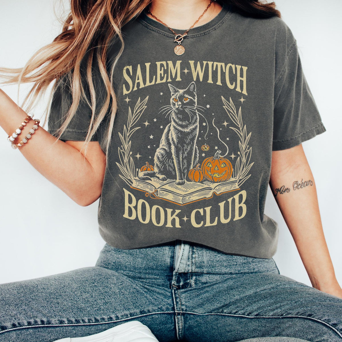 Comfort Colors Salem Witch Book Club Girly Halloween Shirt Spooky Season Witch Shirt Halloween Bow Shirt Graphic Tee – Everyday Comfort · High-Quality Print