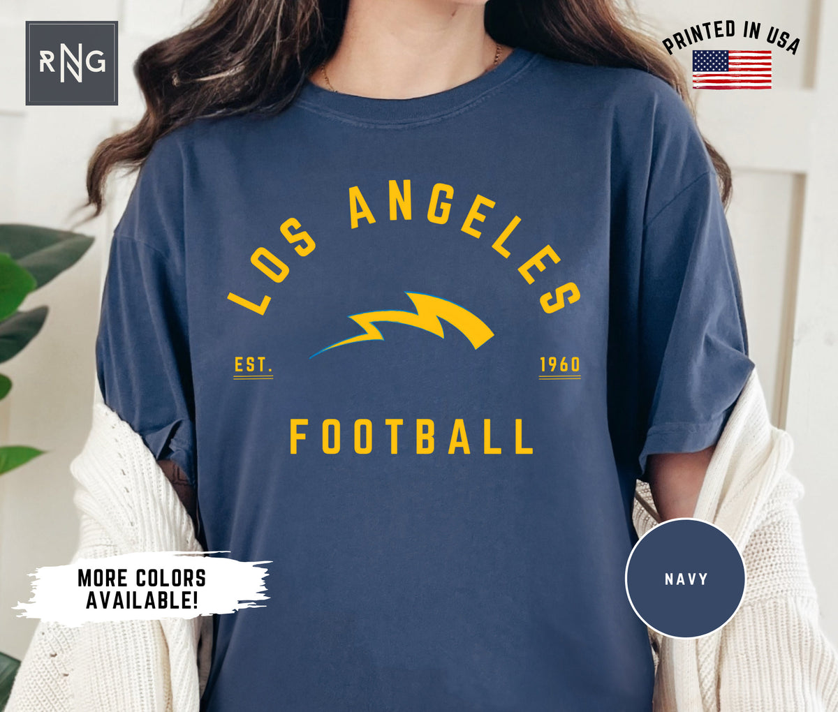 Los Angeles Football Shirt Charger Football Shirt LA Football Apparel Los Angeles Sports Apparel Retro Charger Football Fan Gift Idea Graphic Tee – Warm & Stylish · High-Quality Print