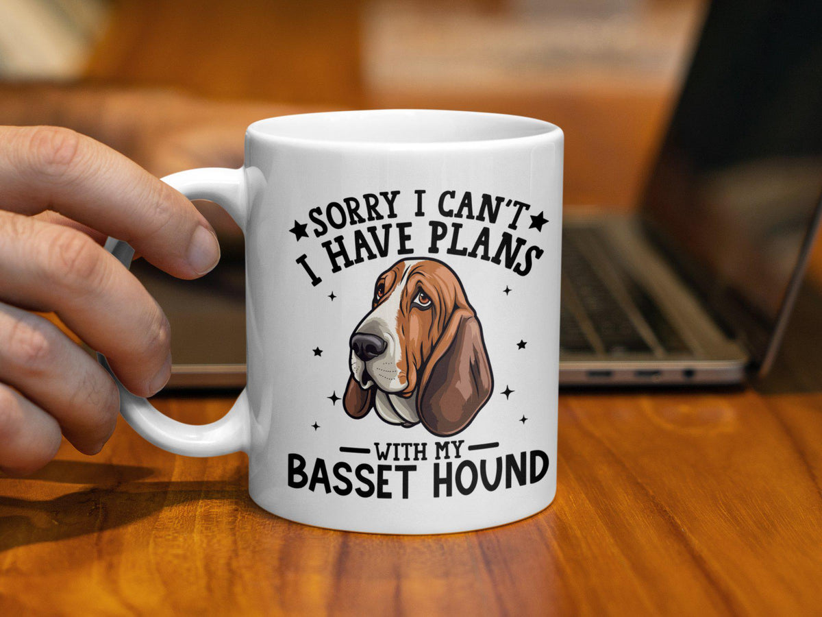 Funny Dog Themed 11oz Coffee Mug Sorry I Can39t I Have Plans With My Basset Hound Dog Lover Gift Basset Hound Mug Cute Dog Mug Graphic Tee – Aesthetic Look · Trending Graphic Apparel
