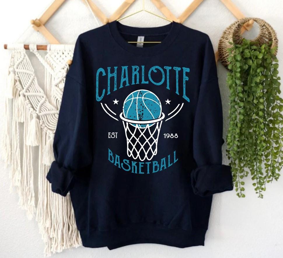Charlotte Basketball Est 1988 Vintage 90s Navy Sweatshirt Charlotte Basketball Team Gameday Hoodie Basketball Retro Shirt For Her Hoodie – Aesthetic Look · Must-Have Style
