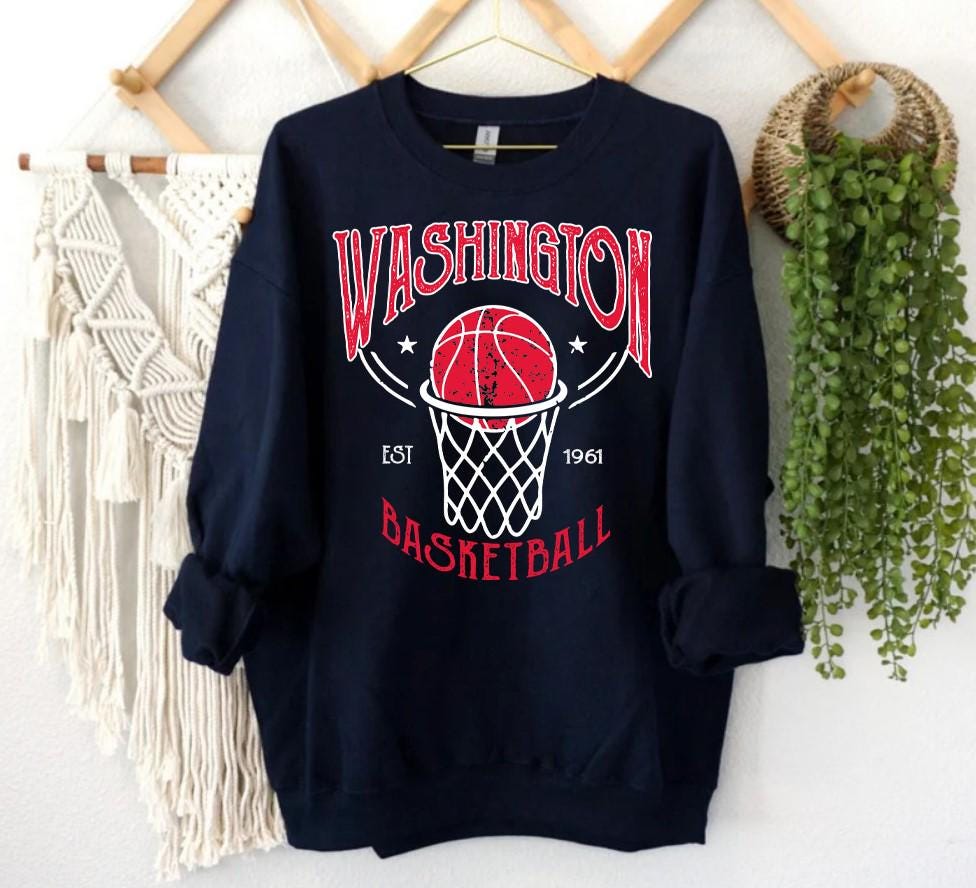 Washington Basketball Est 1961 90s Navy Sweatshirt Vintage Washington Basketball Team Gameday Hoodie Basketball Retro Style Shirt For Dad Hoodie – Premium Graphic · Must-Have Style