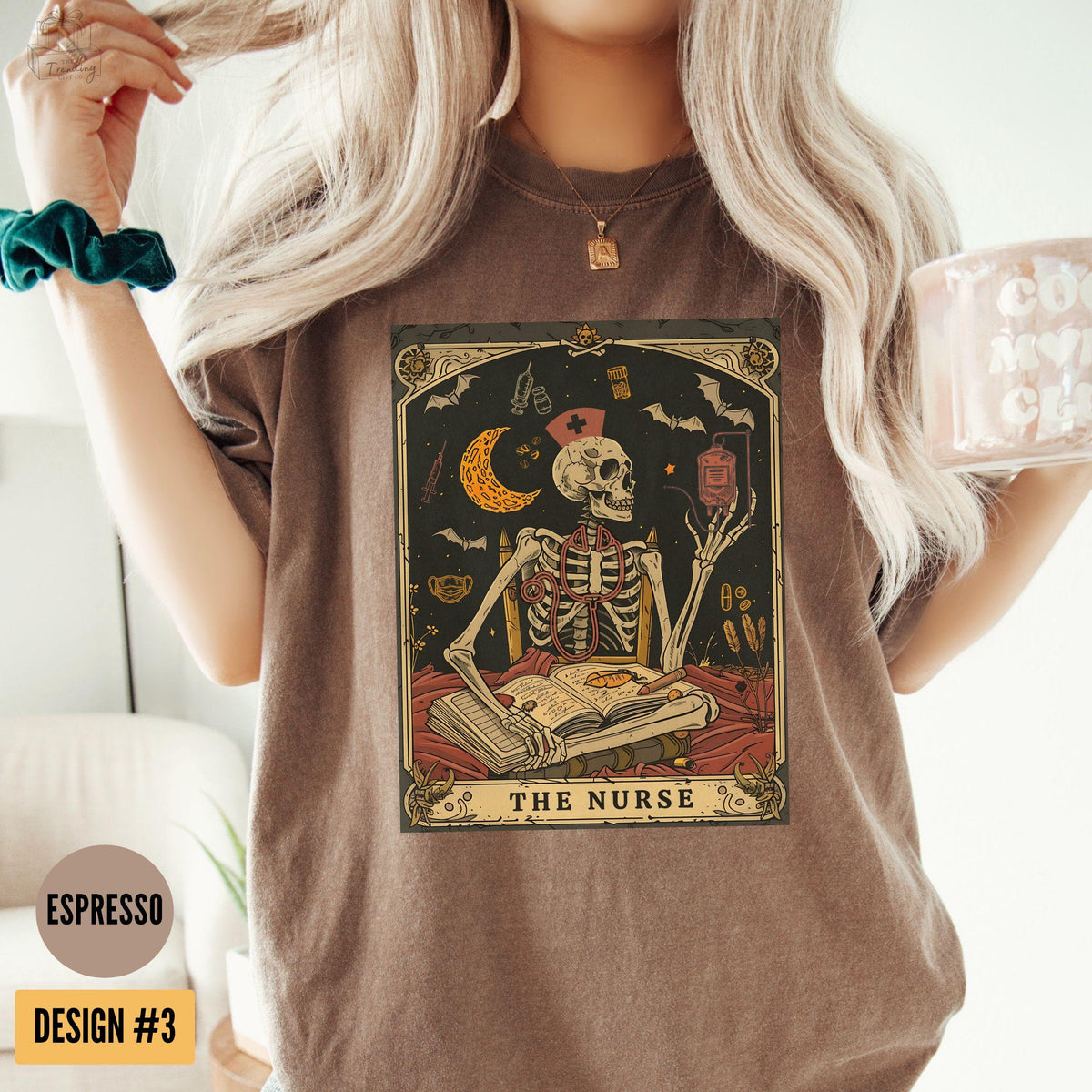 Funny Skeleton Halloween Nurse ShirtNurse Graduate GiftFall Nurse Tshirt School Nursing GiftSpooky Nurse Tarot Card Tshirt for Graduate Graphic Tee – Warm & Stylish · Trending Graphic Apparel