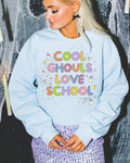Cute Halloween Teacher Sweatshirt with Ghosts Cool Ghouls Love School Silly Kindergarten Teacher Crewneck with Stars Floral Halloween Sweatshirt – Cozy Vibes · High-Quality Print