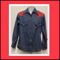 1970s vintage two tone denim western shirt jacket Graphic Tee – Aesthetic Look · Great Gift For Fans