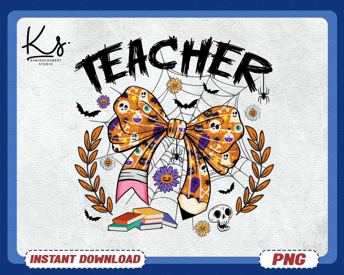Halloween Coquette Bow Png Halloween Pencil Png Back To School Shirt Png Spooky Teacher Png Coquette Pencil Png Trendy Halloween Png Graphic Tee – Feel-Good Design · Great Gift For Fans