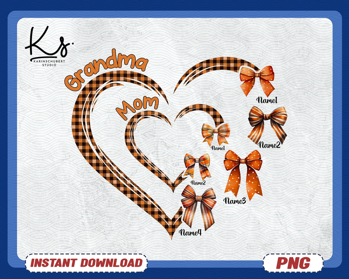 Personalized Mom Grandma Kids Heart In Heart Png Retro Halloween Png Coquette Bow Png Fall Season Png Pumpkin Spice Png Spooky Mama Png Graphic Tee – Premium Graphic · High-Quality Print