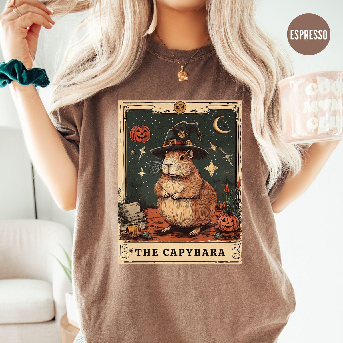 Capybara Tarot Card TShirt Halloween Vintage Capybara ShirtCapybara ClothingCute Fall Tee Capybara Lover GiftCapybara Retro Shirt Graphic Tee – Aesthetic Look · High-Quality Print
