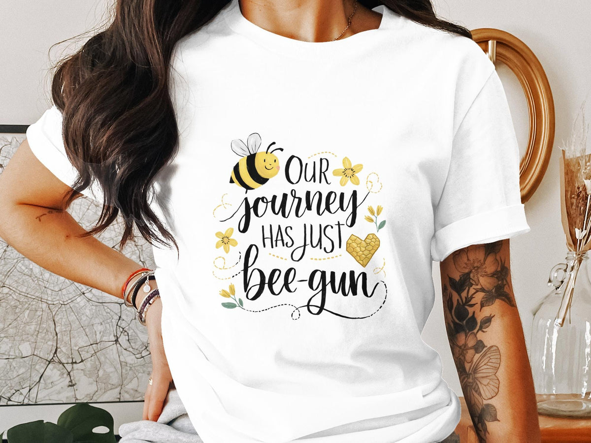 Funny Bee T Shirt for Women Ladyfit Our Journey Has Just Beegun T Shirt Cute Graphic Tee Casual Summer Top Graphic Tee – Soft Feel · High-Quality Print