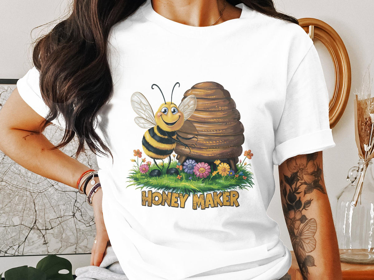 Funny Bee T Shirt for Women Honey Maker Ladyfit Tee Cute Bumblebee Graphic Stylish Funny Tee Women39s Casual Ladyfit Shirt Graphic Tee – Soft Feel · High-Quality Print