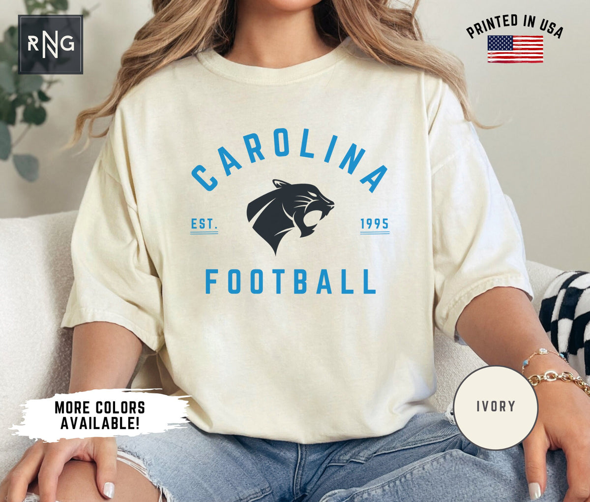 Carolina Football Shirt Panthers Football Shirt Carolina Football Apparel Panthers Sports Apparel Retro Carolina Football Gift Graphic Tee – Bold Style · Great Gift For Fans