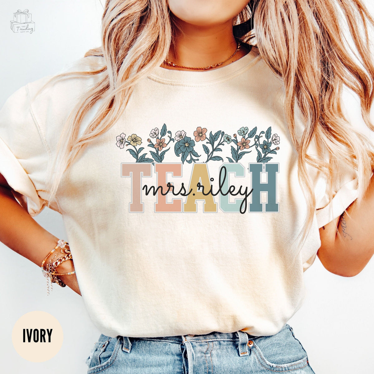 Personalized Teacher Shirt Wildflower Custom Mrs Teacher Name Tshirt Back to School TShirt New Teacher Gift for Her Graphic Tee – Cozy Vibes · Top Pick For Any Outfit
