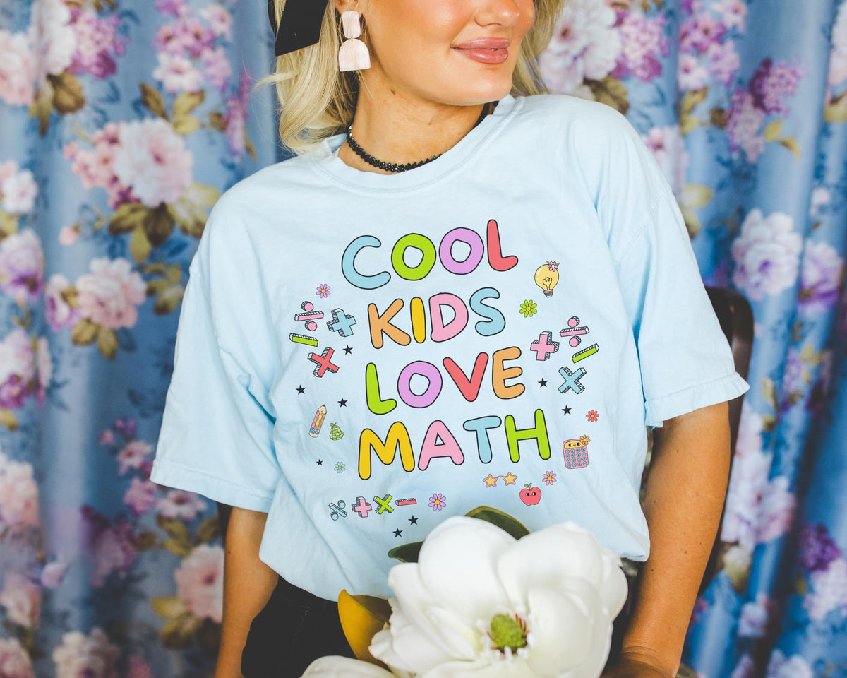 Funny Math Teacher TShirt for Math Teaching Major or First Grade Teacher Cool Kids Love Math Silly Adorable Y2k Aesthetic Teacher Gift Graphic Tee – Everyday Comfort · High-Quality Print