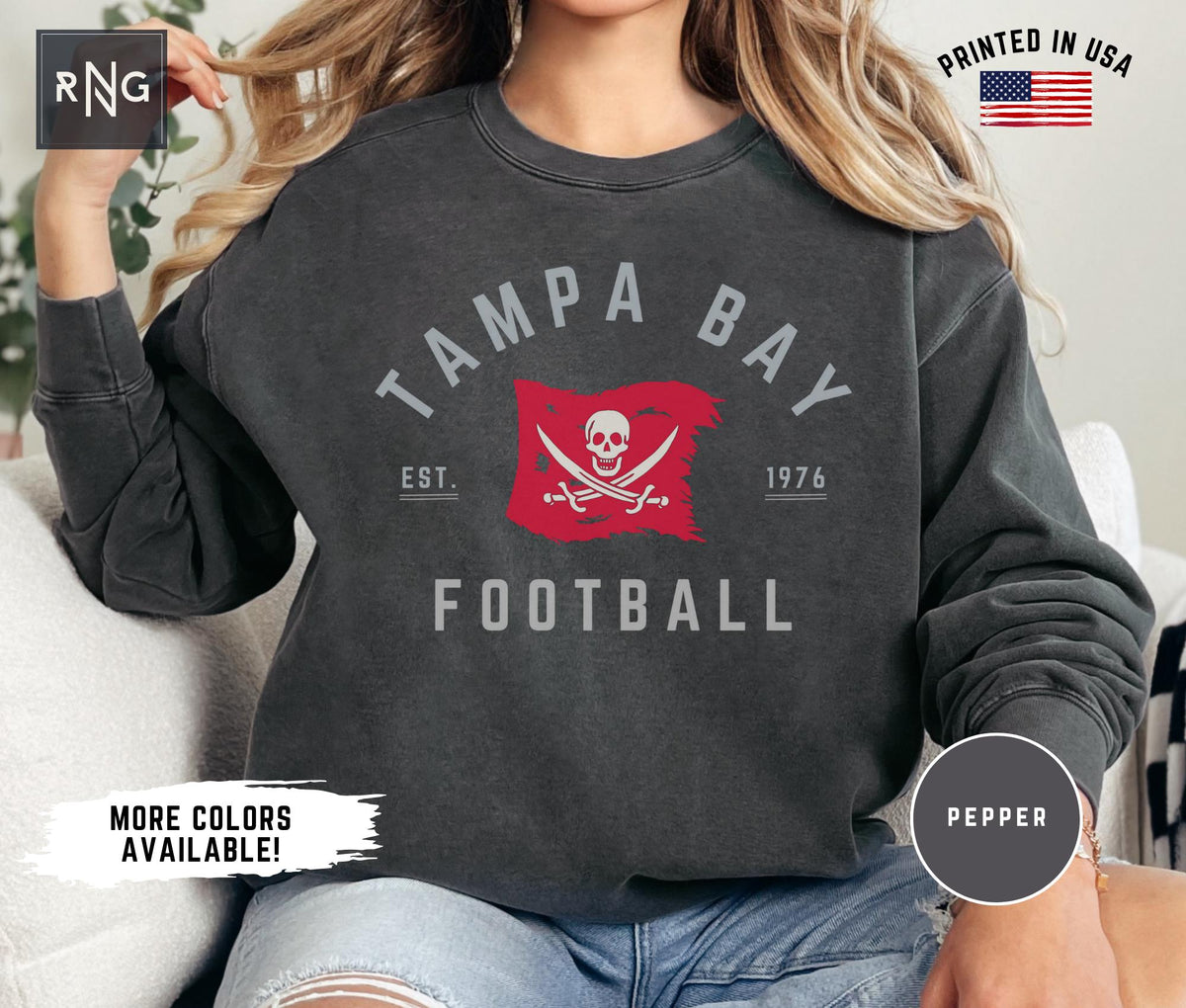 Tampa Bay Football Shirt Buccaneer Football Gameday Sweatshirt Bucs Football Crewneck Tampa Bay Sports Apparel Buccaneer Football Gift Sweatshirt – Aesthetic Look · Trending Graphic Apparel