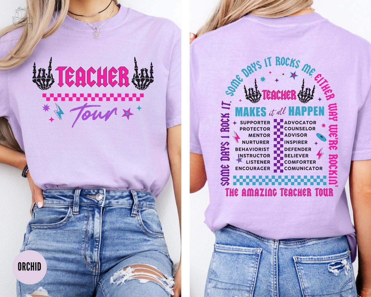 Retro Teacher Tour Comfort Colors Shirt Gift for TeacherABCD Teacher Tour Shirt Teacher AppreciationRocking Skeleton Back To School Shirt Graphic Tee – Aesthetic Look · Trending Graphic Apparel