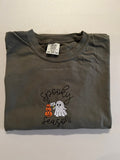 Embroidered Spooky Season Shirt Halloween Embroidery Shirt Cute Ghost and Funny Tees Halloween Pumpkin Shirts Halloween Gift Ideas Graphic Tee – Everyday Comfort · Great Gift For Fans