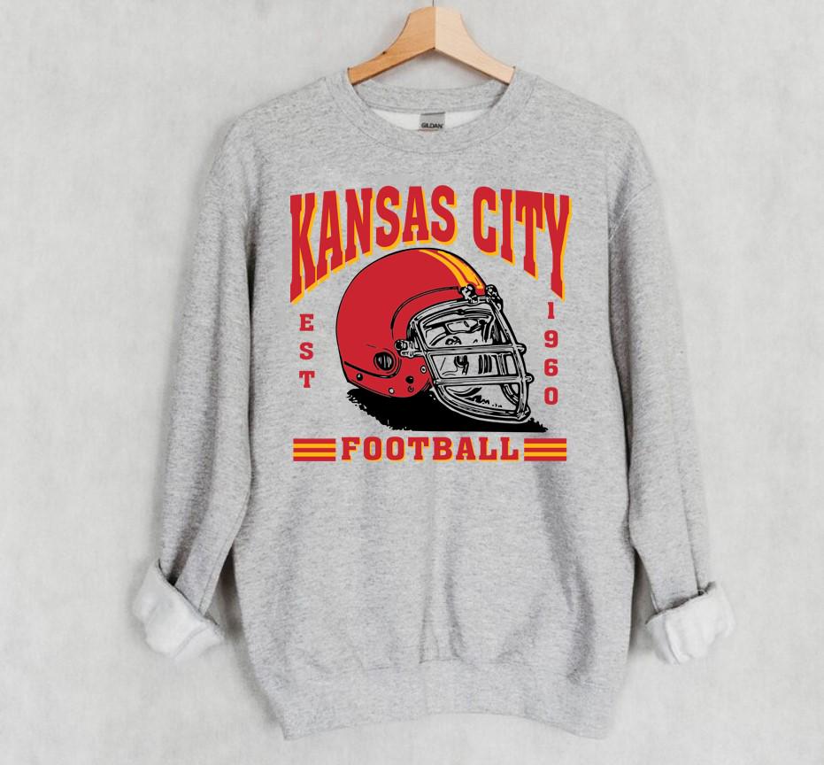Kansas City Football Est 1960 Retro Sweatshirt Kansas City Football Team Helmet Vintage Unisex Hoodie Football Retro Sweatshirt For Dad Hoodie – Warm & Stylish · Great Gift For Fans