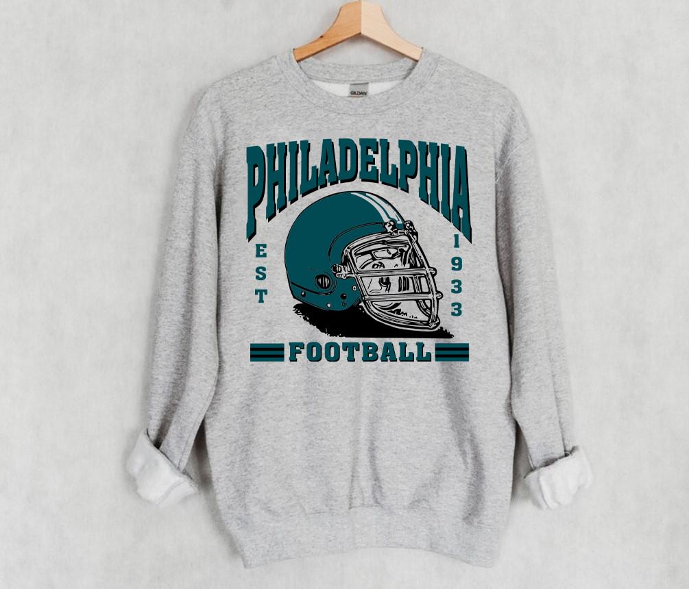 Philadelphia Football Blue Est 1933 Retro Sweatshirt Philadelphia Football Team Helmet Vintage 90s Hoodie American Football Sweatshirt Hoodie – Feel-Good Design · High-Quality Print