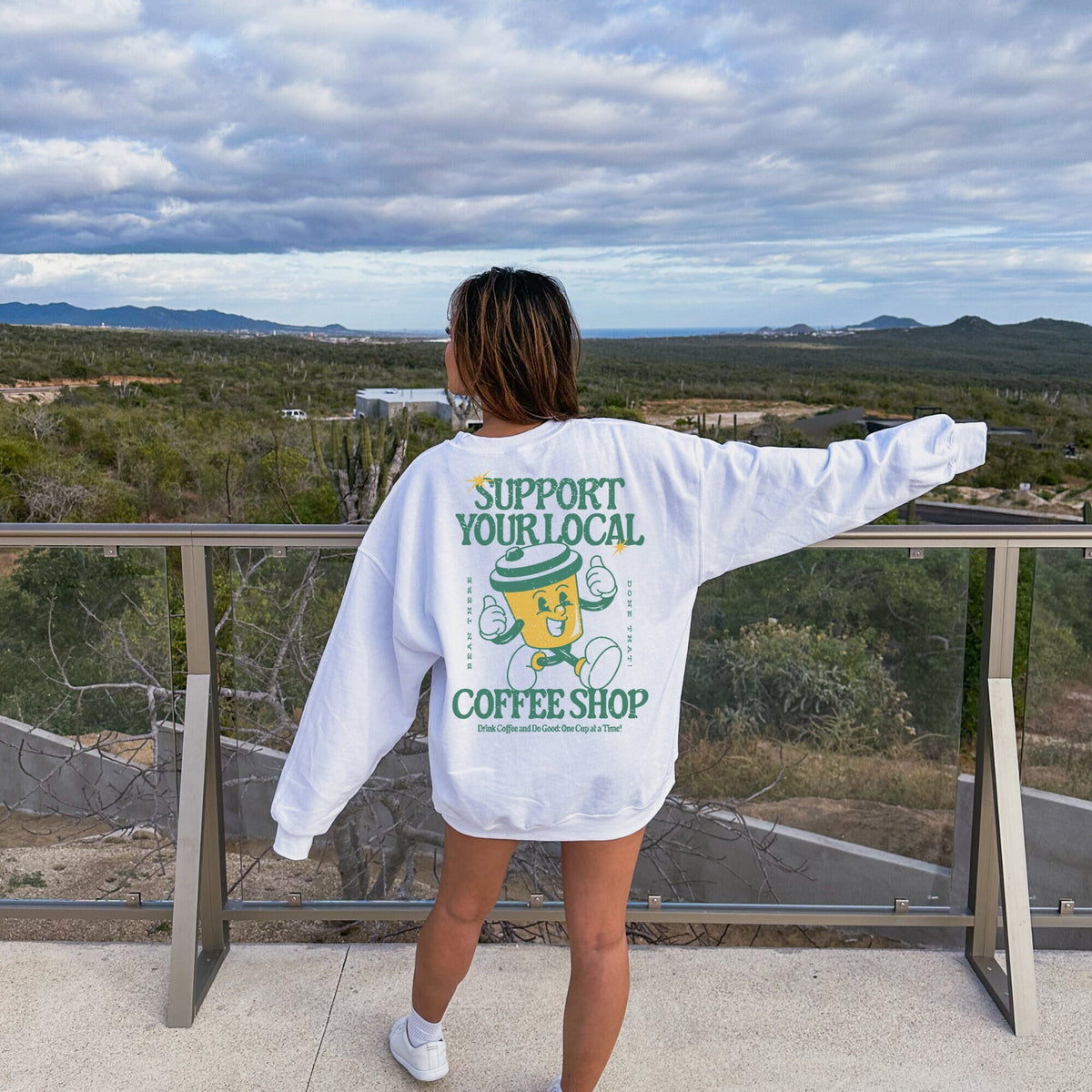 Support Your Local Coffee Shop Aesthetic Bohemian Sweater Grunge Hippie Boho Graphic Sweatshirt Trendy Aesthetic Sweatshirt Sweatshirt – Premium Graphic · Perfect For Daily Wear