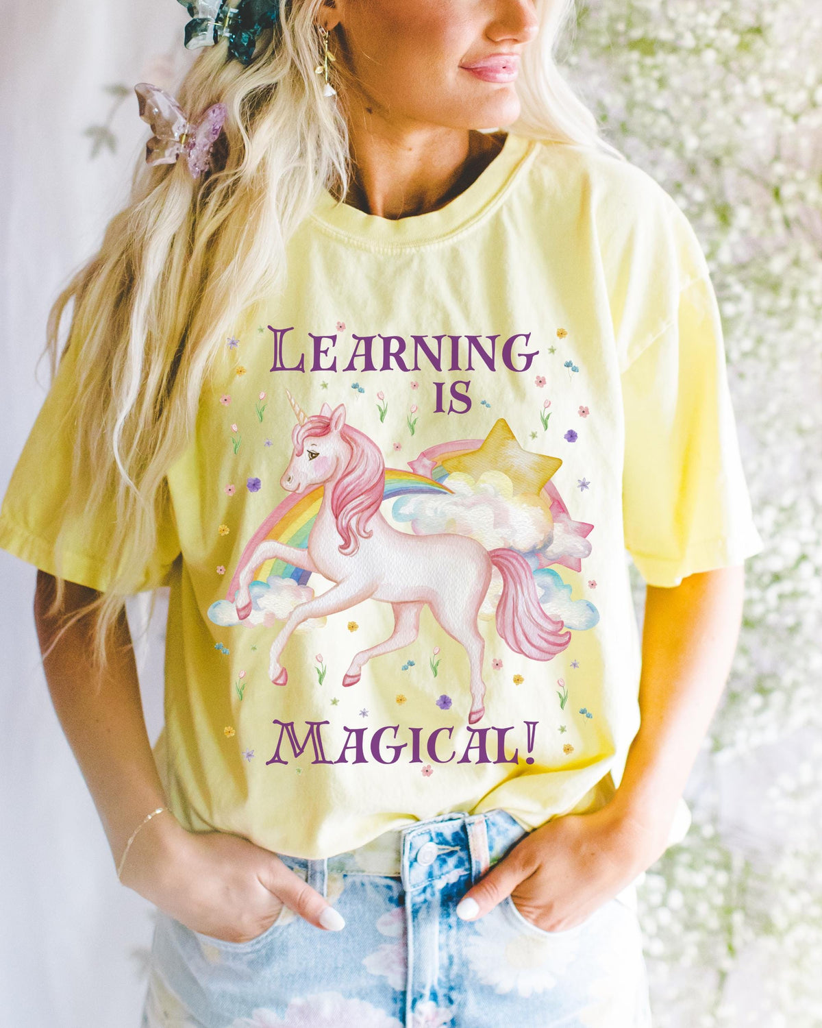 Cute Kindergarten Crew Tee Shirt Learning is Magical School Principal TShirt with Stars 90s Aesthetic School Librarian Tee Boho Unicorn Graphic Tee – Cozy Vibes · Top Pick For Any Outfit