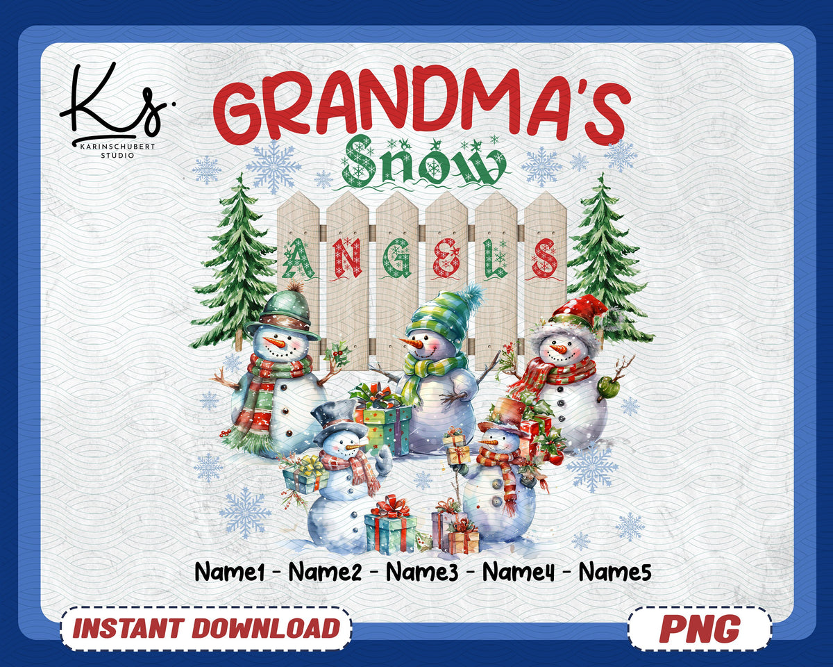 Personalized Winter Grandma Png Grandma Snow Angels Png Frozen Png Snowman Winter Png Snowflake Png Christmas Snowman Png Winter Png Graphic Tee – Fan Favorite · Perfect For Daily Wear