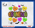 Halloween Grandma Auntie Mom Candy Heart Kids Name Png Retro Halloween Png Spooky Vibes Pnghalloween Shirt Design Pumpkin Season Png Graphic Tee – Easygoing Wear · High-Quality Print
