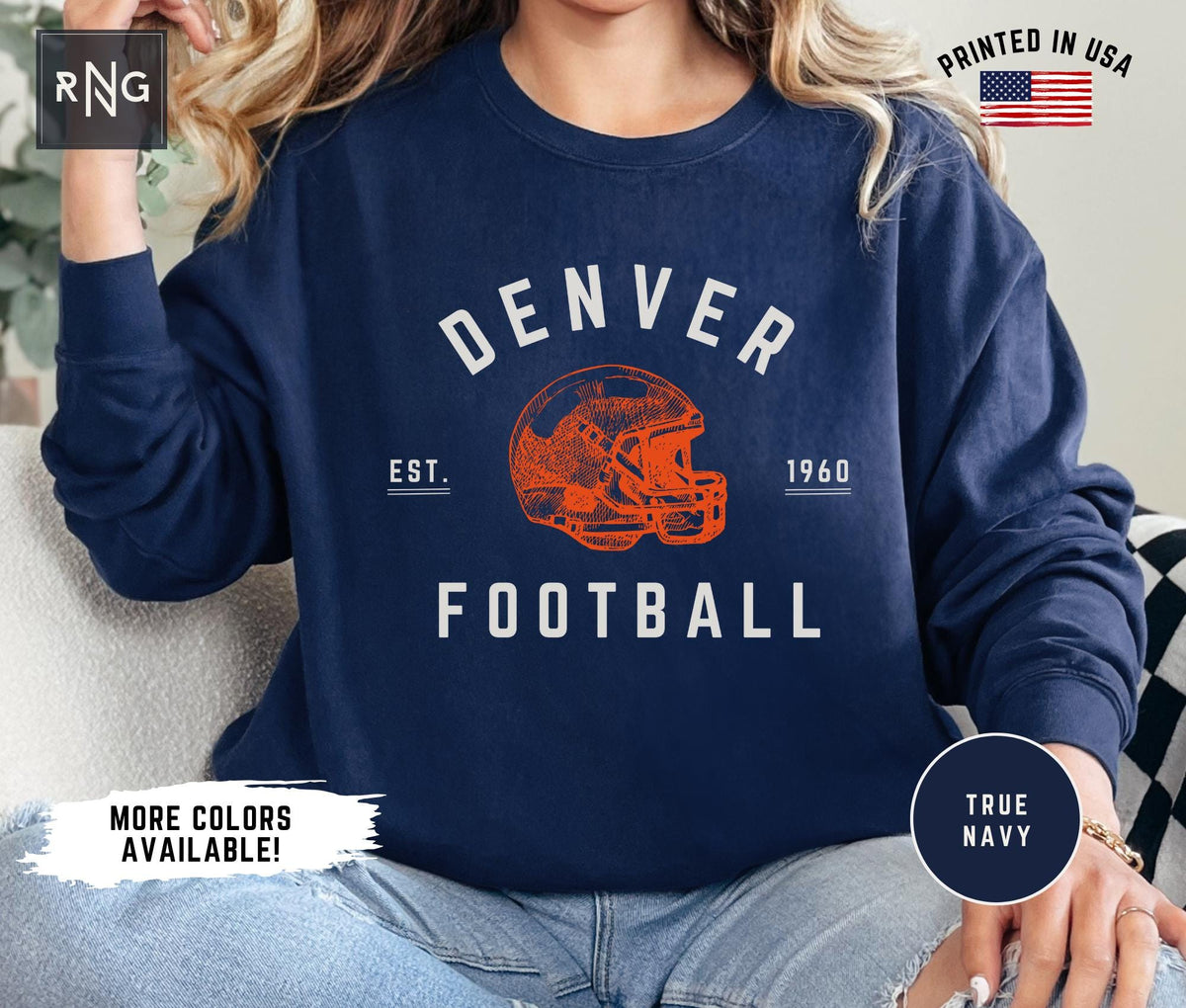 Denver Football Shirt Bronco Football Gameday Sweatshirt Denver Football Crewneck Denver Sports Apparel Retro Bronco Football Fan Gift Sweatshirt – Easygoing Wear · Must-Have Style
