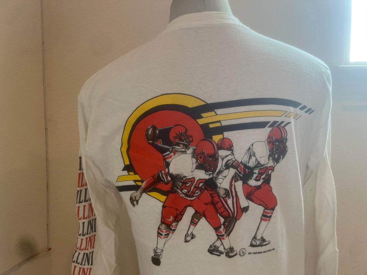 Vintage 8039s Illinois Fighting Illini White Longsleeve Shirt Size L Graphic Tee – Cozy Vibes · High-Quality Print