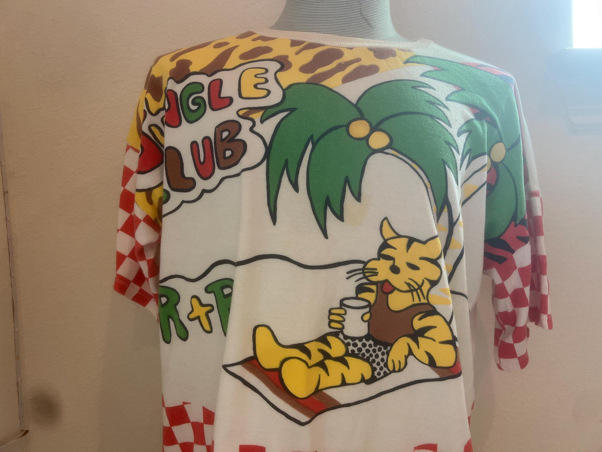 Vintage 8039s Jungle Club Rest Relaxation White T Shirt Size XL Graphic Tee – Bold Style · Must-Have Style