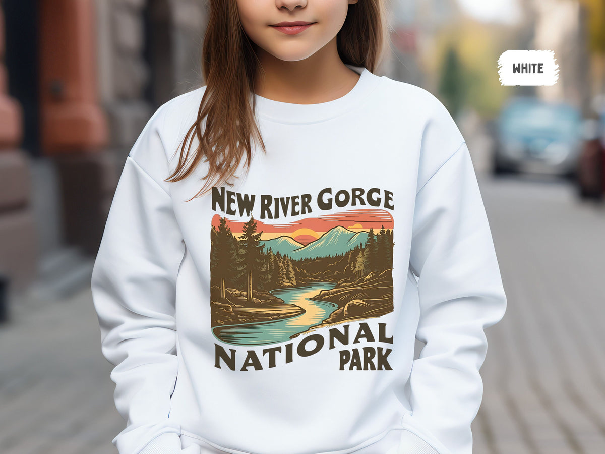 New River Gorge Youth Crewneck Sweatshirt West Virginia kids Sweatshirt National Park Sweater Sweatshirt – Bold Style · Great Gift For Fans