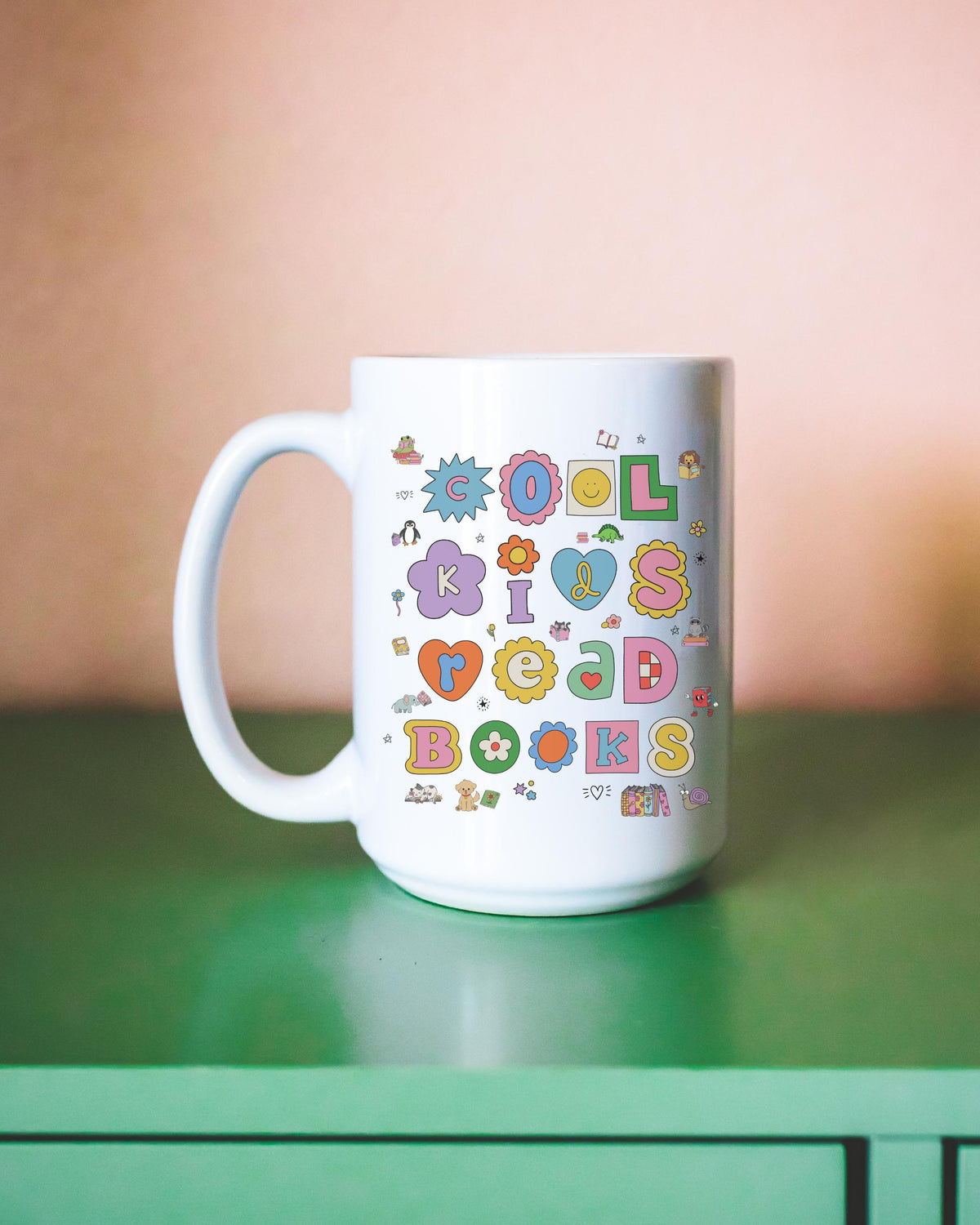 Cute Reading Teacher 15 Oz Coffee Mug School Librarian Elementary School Teacher Adorable Y2K Aesthetic Mug Book Lover Cup for Reader Graphic Tee – Aesthetic Look · Must-Have Style