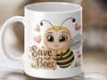 Coffee mug with funny bee design bee tea mug bee gift idea Save Our Bees mug cute bee coffee cup insect theme gift Graphic Tee – Warm & Stylish · Great Gift For Fans