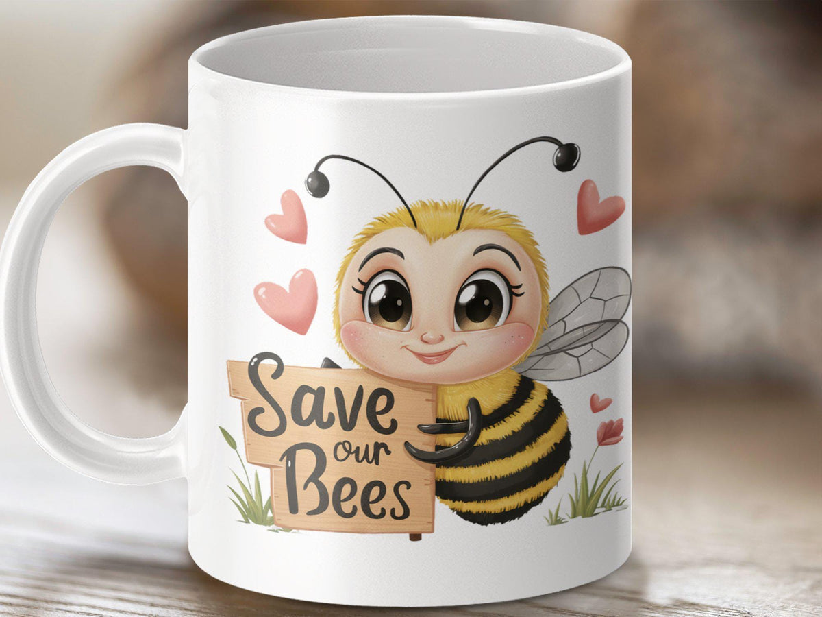 Coffee mug with funny bee design bee tea mug bee gift idea Save Our Bees mug cute bee coffee cup insect theme gift Graphic Tee – Warm & Stylish · Great Gift For Fans