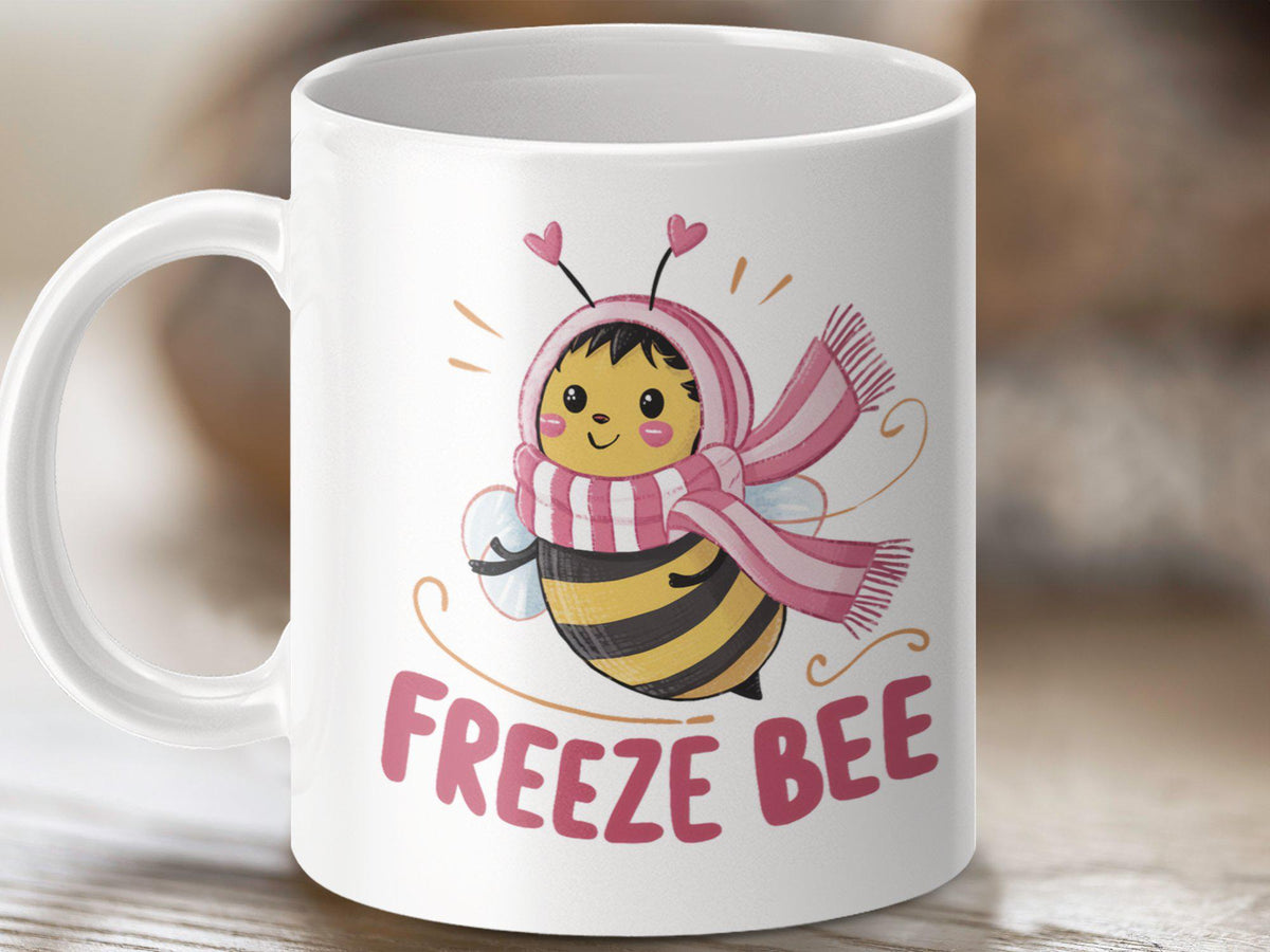 Coffee Mug with Funny Bee Design Bee Tea Mug Bee Gift Idea Freeze Bee Winter Mug Cute Hot Drink Cup Novelty Beverage Mug Graphic Tee – Easygoing Wear · Trending Graphic Apparel