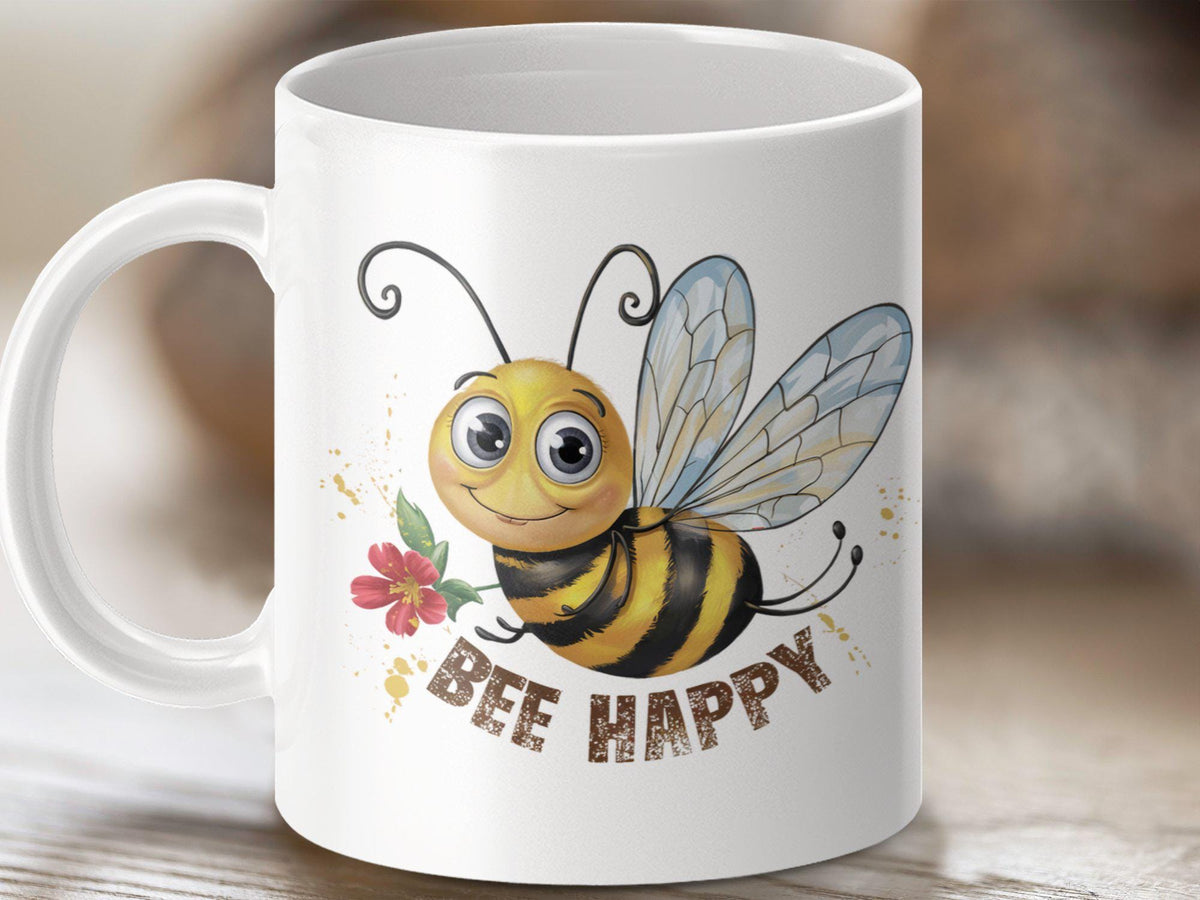 Coffee Mug with Funny Bee Design Bee Tea Mug Bee Gift Idea Cute Bee Happy Mug Adorable Bee Themed Mug Perfect Bee Lover Gift Graphic Tee – Feel-Good Design · Top Pick For Any Outfit